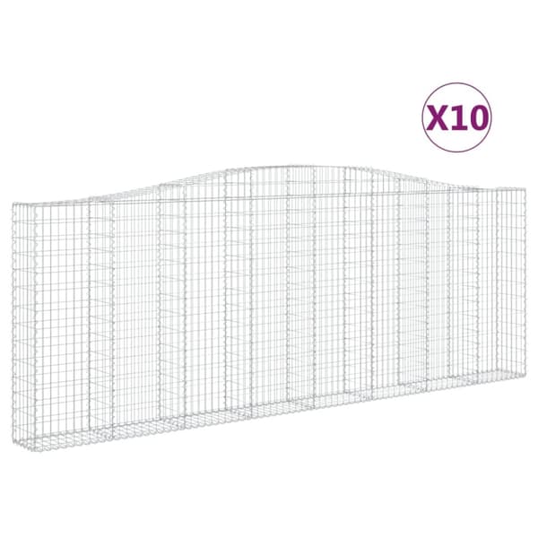 vidaXL buede gabionkurve 10 stk. 400x30x140/160 cm galvaniseret jern