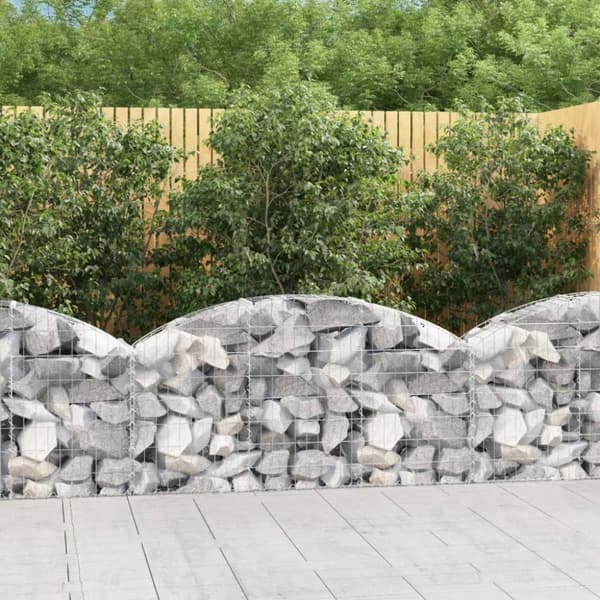 vidaXL buet gabionkurv 150x30x60/80 cm galvaniseret jern
