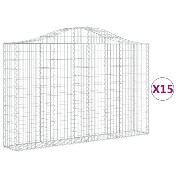 vidaXL Kaarevat kivikorit 15 kpl 200x30x120/140 cm galvanoitu rauta