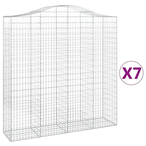 vidaXL buede gabionkurve 7 stk. 200x50x200/220 cm galvaniseret jern