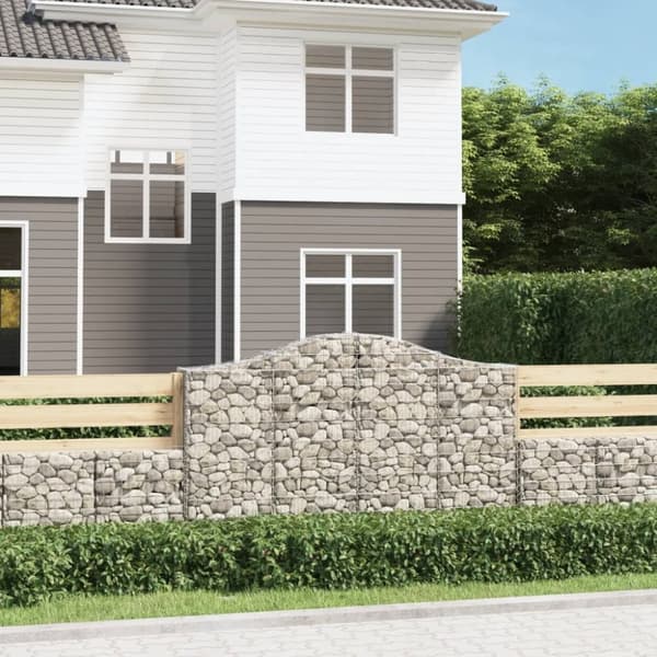 vidaXL buede gabionkurve 14 stk. 200x30x120/140 cm galvaniseret jern