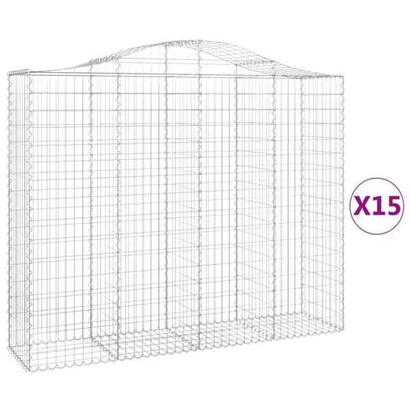 vidaXL buede gabionkurve 15 stk. 200x50x160/180 cm galvaniseret jern