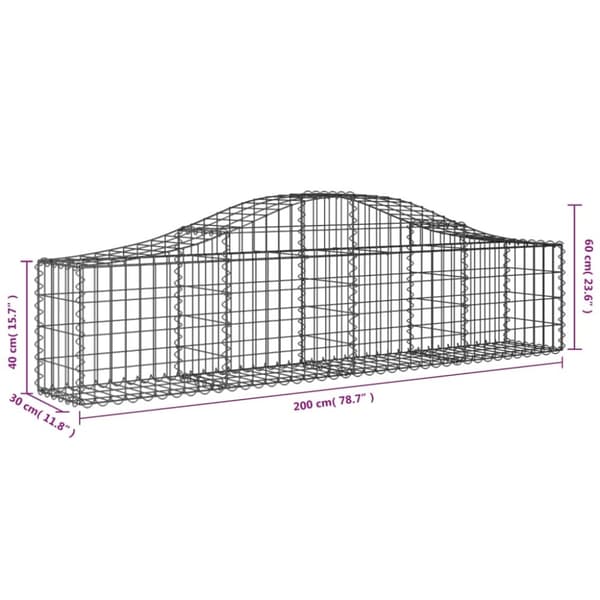 vidaXL Kaarevat kivikorit 20 kpl 200x30x40/60 cm galvanoitu rauta