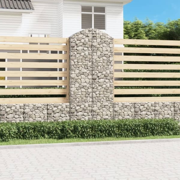 vidaXL buet gabionkurv 100x30x220/240 cm galvaniseret jern