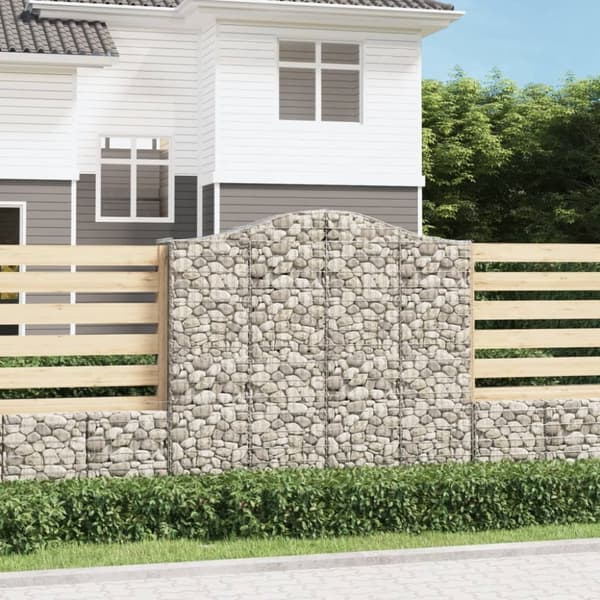 vidaXL buede gabionkurve 12 stk. 200x50x180/200 cm galvaniseret jern