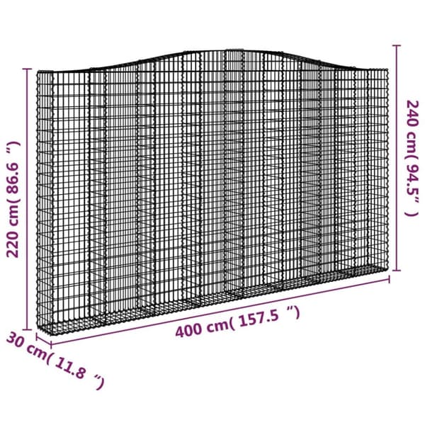 vidaXL Kaarevat kivikorit 3 kpl 400x30x220/240 cm galvanoitu rauta
