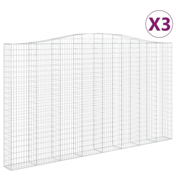 vidaXL Kaarevat kivikorit 3 kpl 400x30x220/240 cm galvanoitu rauta