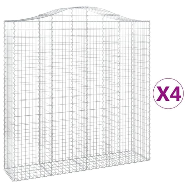 vidaXL buede gabionkurve 4 stk. 200x50x200/220 cm galvaniseret jern