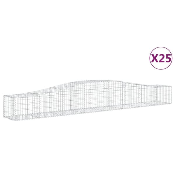 vidaXL buede gabionkurve 25 stk. 400x50x40/60 cm galvaniseret jern