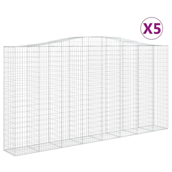 vidaXL Gabionkurver buede 5 stk 400x50x200/220 cm galvanisert jern