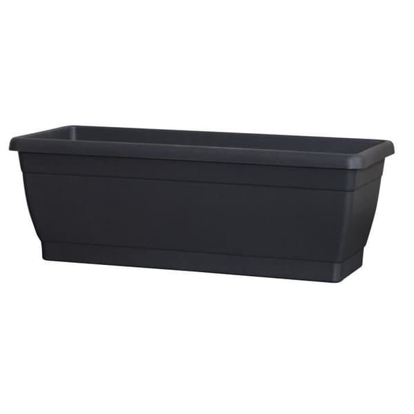 Jardinière/Balconnière - LIBERTY - Rektangulär Polyeten - Anthracite - Bredde 20 cm - Klipsad platta