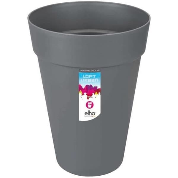 ELHO Loft Urban hög rund blomkruka - Ø 28 cm - Antracitgrå
