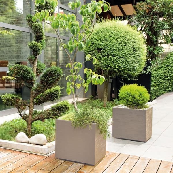 DEROMA Cubo Gravity vattenreserv blomkruka - 39 x H 39 cm - 40 L - Taupe
