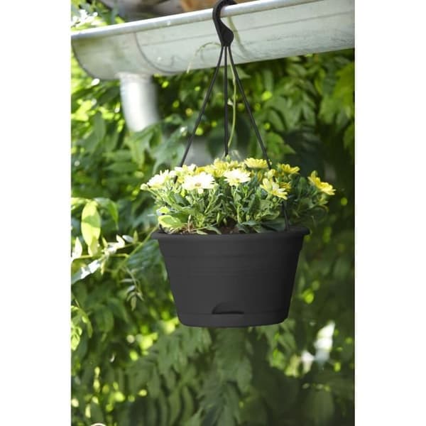 ELHO Hängande blomkruka Green Basics 28 - Utomhus &amp; Balkong - Ø 27,8 x H 15,9 cm - Living svart