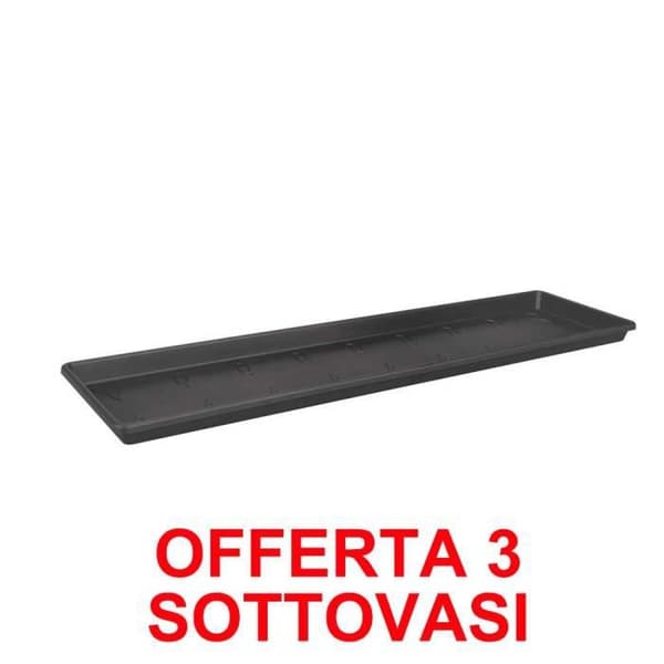 Sottovaso - ELHO - Grundläggande Kruka - 50cm - Grå - Rektangulär - Plastisk