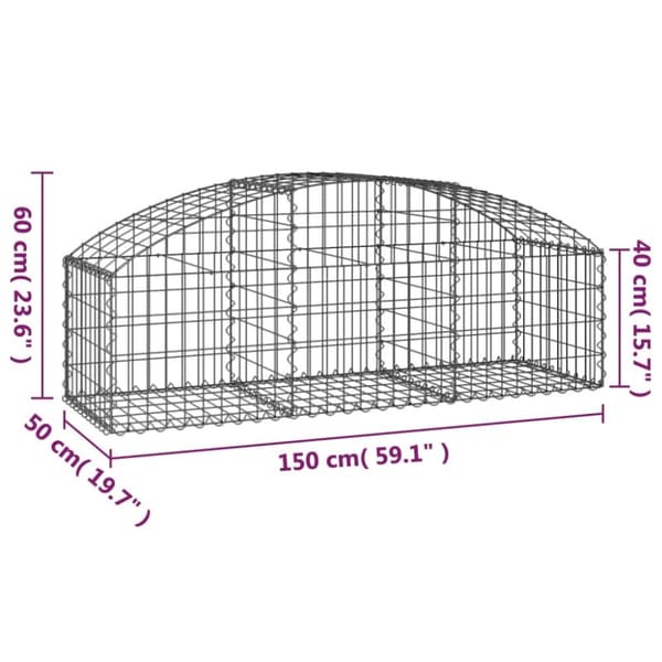 vidaXL buet gabionkurv 150x50x40/60 cm galvaniseret jern