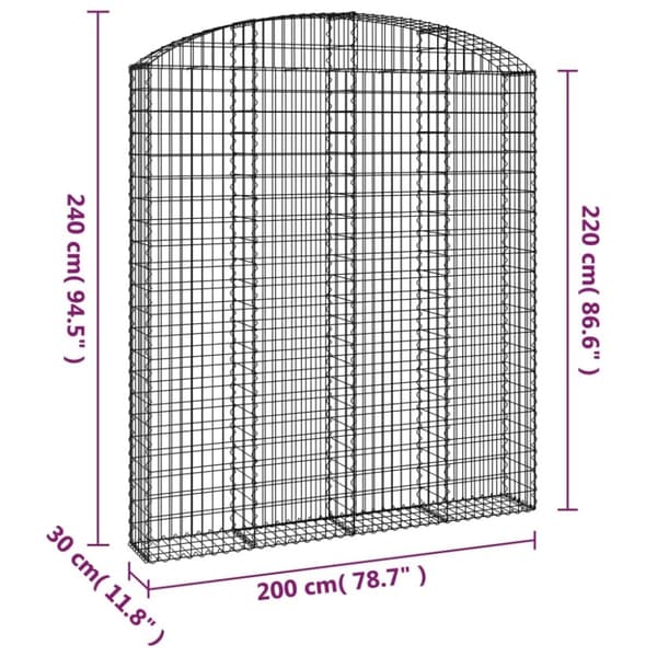 vidaXL buet gabionkurv 200x30x220/240 cm galvaniseret jern