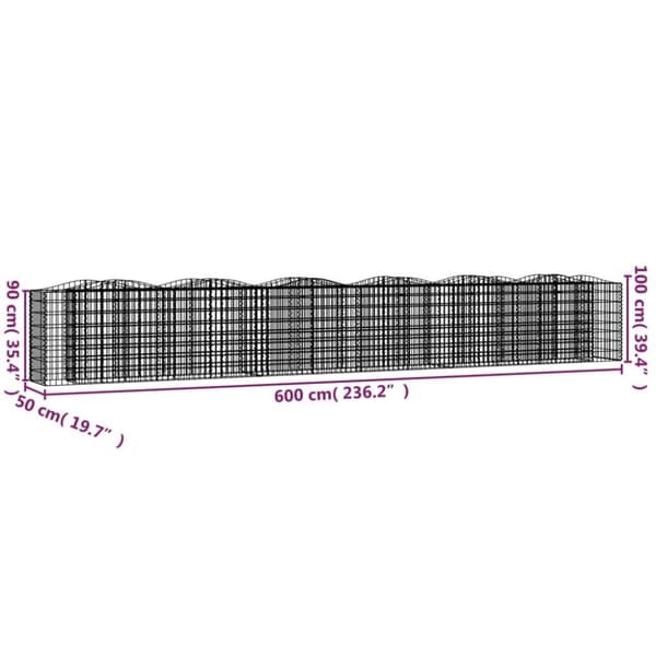 vidaXL buet gabion-højbed 600x50x100 cm galvaniseret jern