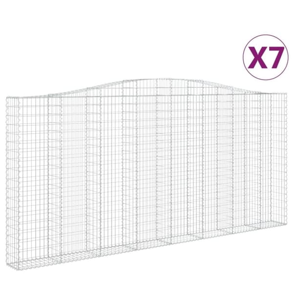 vidaXL Gabioner bågformade 7 st 400x30x180/200 cm galvaniserat järn