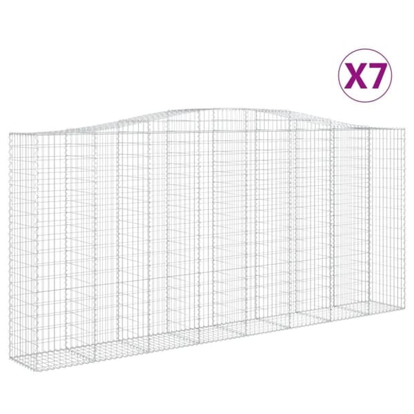 vidaXL Gabioner bågformade 7 st 400x50x180/200 cm galvaniserat järn