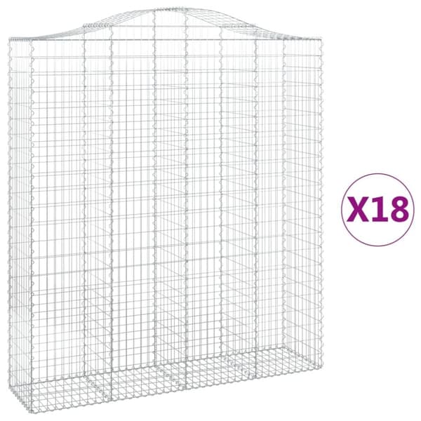 vidaXL buede gabionkurve 18 stk. 200x50x220/240 cm galvaniseret jern