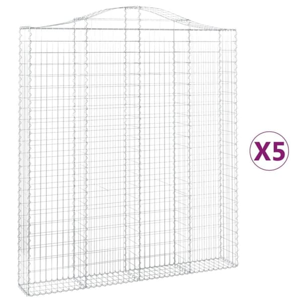 vidaXL buede gabionkurve 5 stk. 200x30x220/240 cm galvaniseret jern