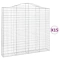 Miniatyrbillede 2 af 6: vidaXL buede gabionkurve 15 stk. 200x30x180/200 cm galvaniseret jern