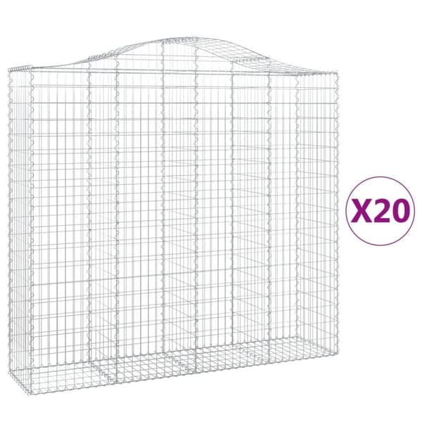 vidaXL buede gabionkurve 20 stk. 200x50x180/200 cm galvaniseret jern