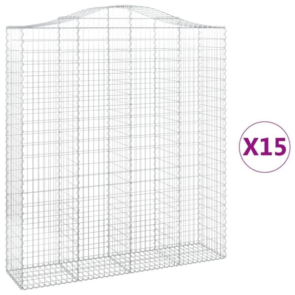 vidaXL Kaarevat kivikorit 15 kpl 200x50x220/240 cm galvanoitu rauta