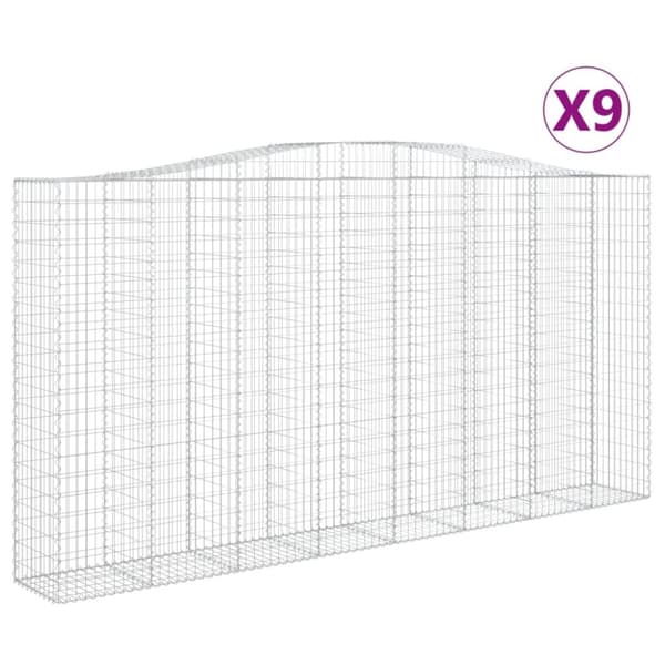 vidaXL Kaarevat kivikorit 9 kpl 400x50x200/220 cm galvanoitu rauta