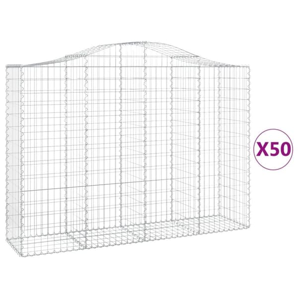 vidaXL buede gabionkurve 50 stk. 200x50x140/160 cm galvaniseret jern