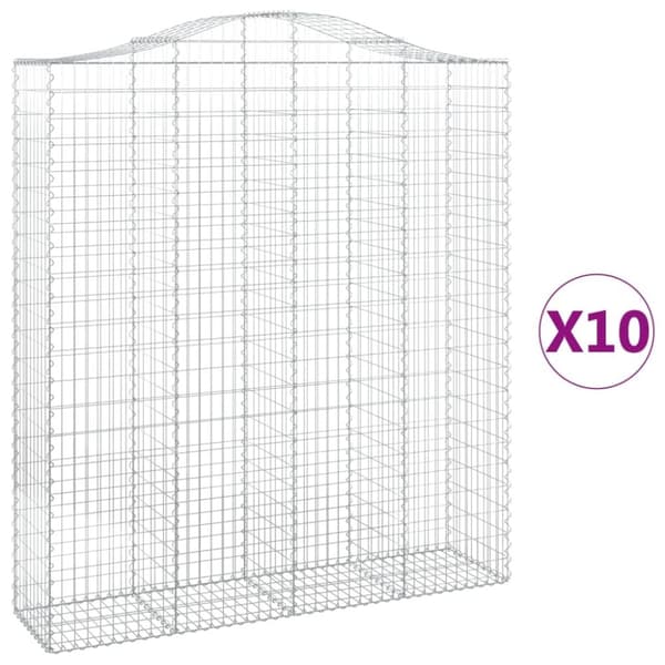 vidaXL buede gabionkurve 10 stk. 200x50x220/240 cm galvaniseret jern