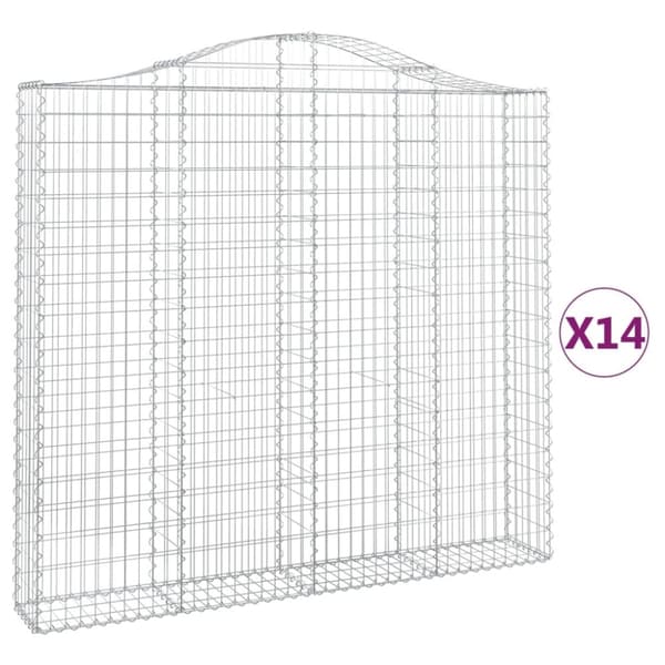 vidaXL buede gabionkurve 14 stk. 200x30x180/200 cm galvaniseret jern