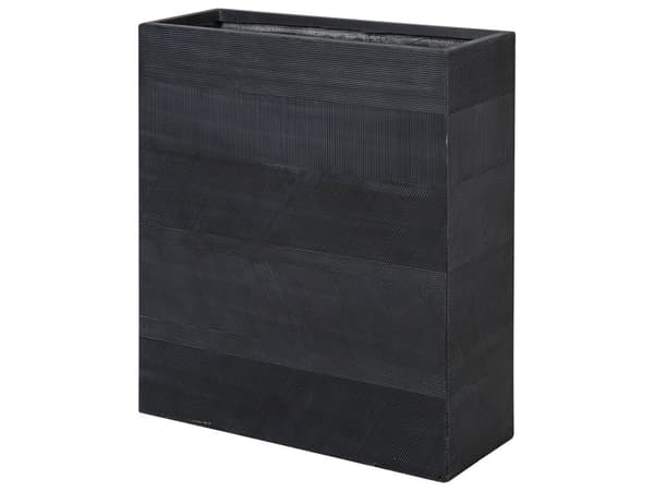 Kukkaruukku musta 80 x 92 x 30 cm kuitusavi lasikuitu suorakulmainen tyhjennysreiät moderni