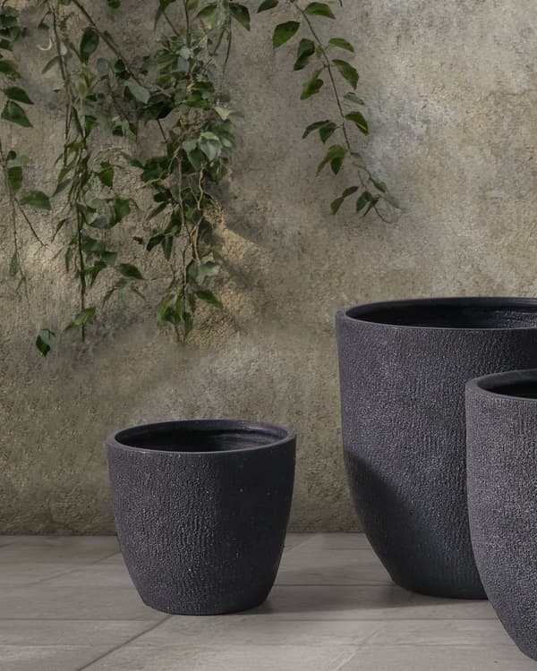Blomkruka Mörkgrå Fiberlera Rund Väderbeständig 36x36x32 cm Modern Design Trädgård Uteplats
