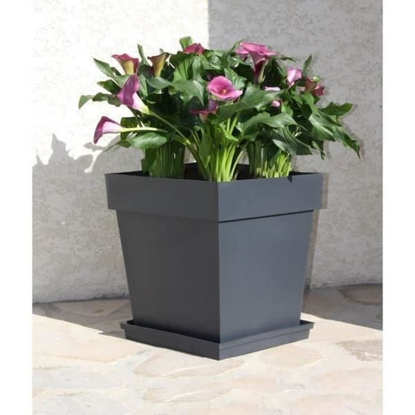 EDA Tuscan fyrkantig blomkruka - 39 x 39 x h 39 cm - 38 l - antracitgrå