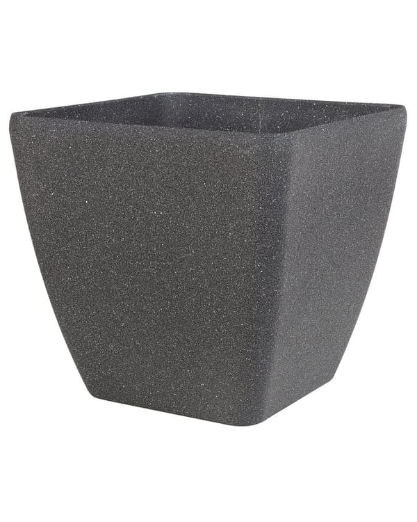 Sett med 2 Blomsterpotter Mørkegrå Grå Polyresin 49 x 49 cm Moderne Terrasse Balkong Hage