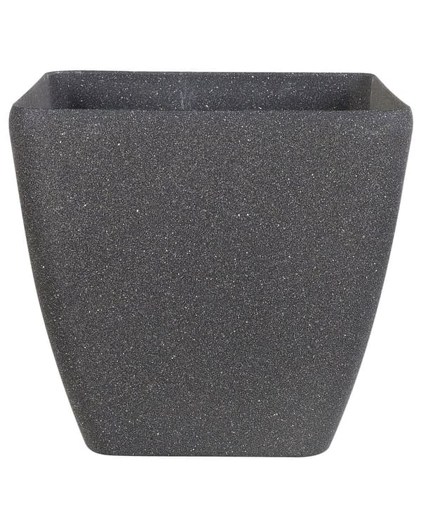 Set med 2 Blomkrukor Massiv Mörkgrå Stenblandning Polyresin Fyrkantig 49 x 49 cm UV-beständig