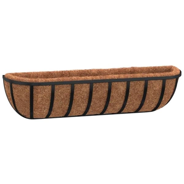 vidaXL Seinäkukkalaatikot 2 kpl kookosvuori musta 61x19x16 cm teräs