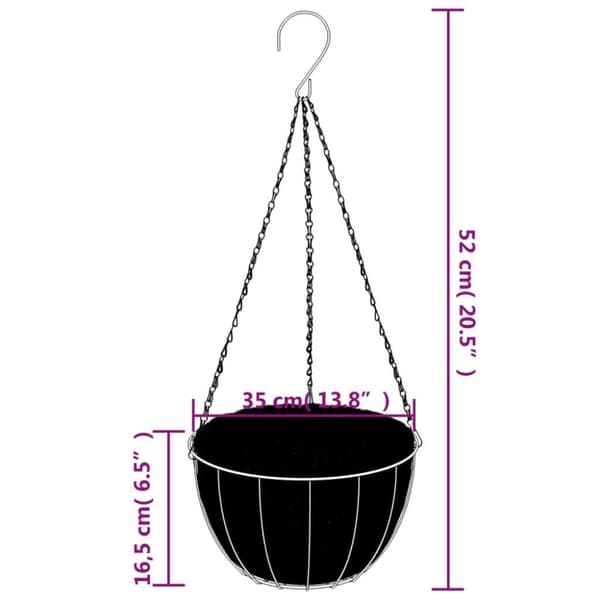 vidaXL Riippuvat kukkaruukut 4 kpl kookosvuori musta Ø 35x52 cm teräs