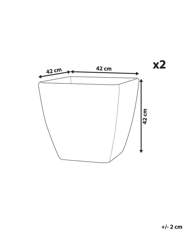 Sæt med 2 Urtepottekasser Massiv Mørkegrå Stenblanding Polyresin Firkantet 42 x 42 cm UV-resistent