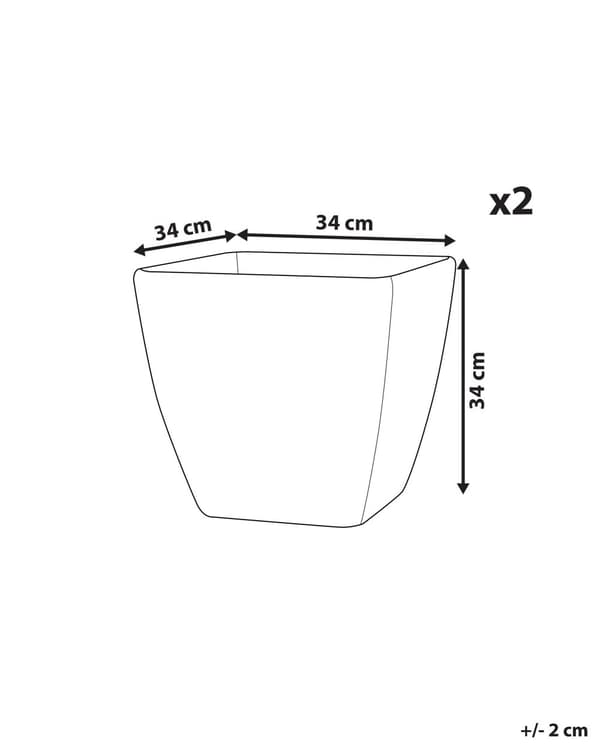 Sæt med 2 Urtepottekummer Massiv Mørkegrå Stenblanding Polyresin Firkantet 34 x 34 cm UV-resistent