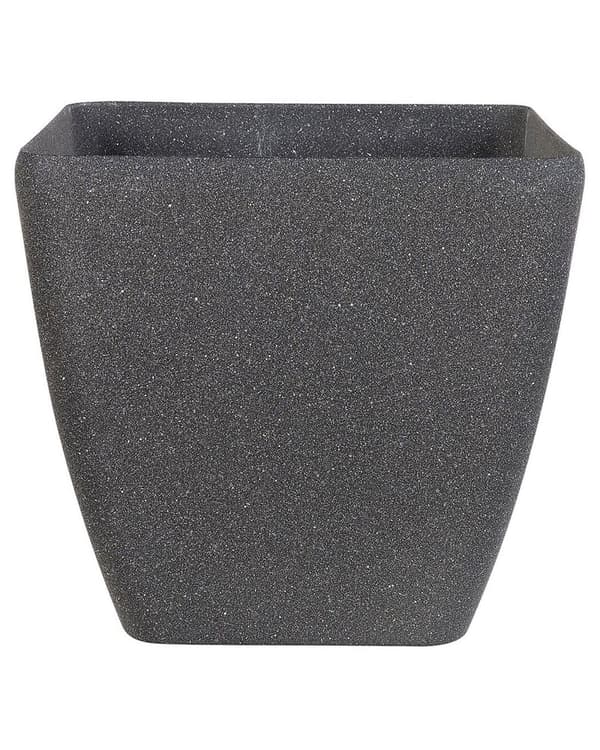 Sæt med 2 Urtepottekummer Massiv Mørkegrå Stenblanding Polyresin Firkantet 34 x 34 cm UV-resistent