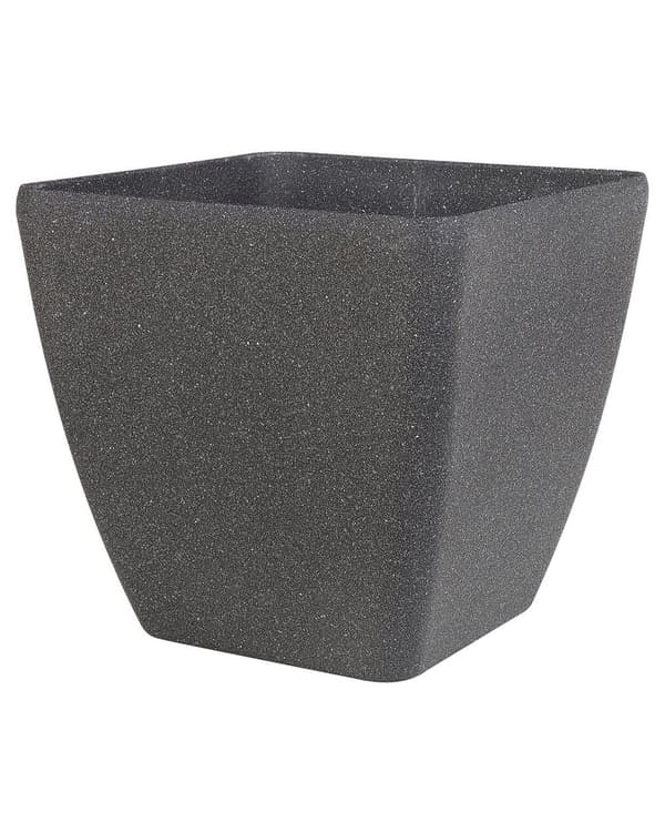 Sæt med 2 Urtepottekummer Massiv Mørkegrå Stenblanding Polyresin Firkantet 34 x 34 cm UV-resistent