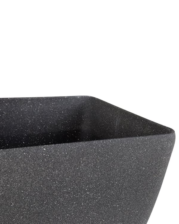 Sæt med 2 Urtepottekummer Massiv Mørkegrå Stenblanding Polyresin Firkantet 34 x 34 cm UV-resistent