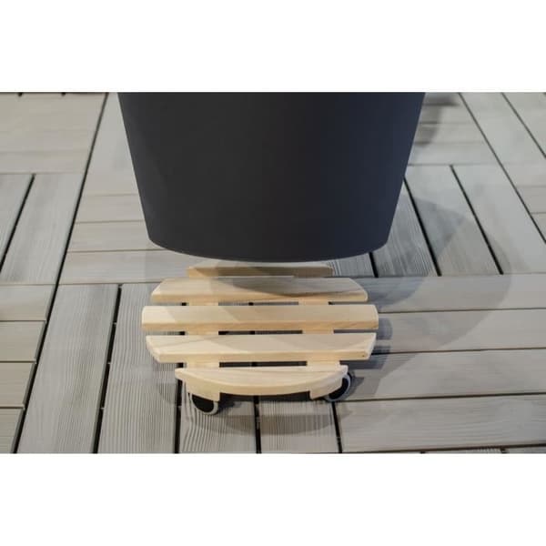 EDA -stöd på hjul Ø 30 cm i trä - 4 hjul - 30 x 30 x H.8 cm