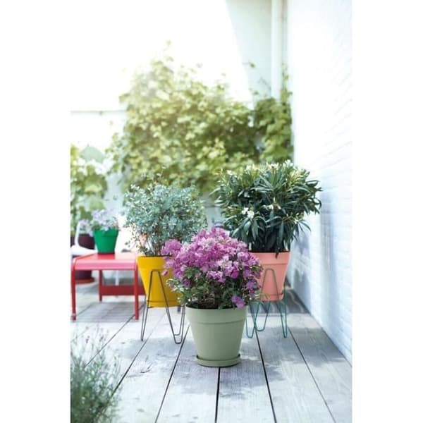 Loft Urban Round Flower Pot - Plast - Percé - Tank - Med hjul - Ø40 - Grönt