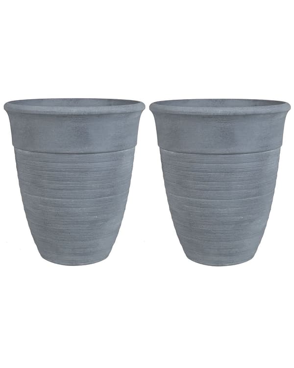 Sett med 2 blomsterpotter Grå Steinblanding Polyresin ø 50 cm Ensfarget Værbestandig Tilbehør Dekorasjon Hage Utendørs