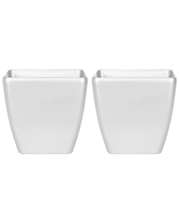 Set med 2 Krukor Silver Fiberlera 35 x 35 x 34 cm Utomhus Inomhus Allväder