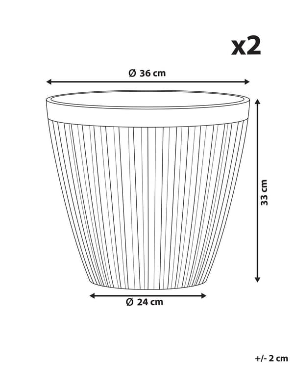 Set med 2 Krukor Taupe Stenblandning ⌀ 36 cm Massiv Runda Utomhus Väderbeständig